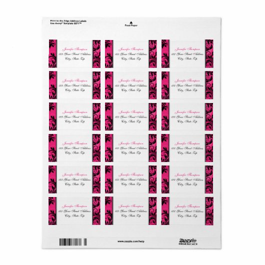 ピンク白黒シャンデリア、スクロール住所 シール (フルシート)