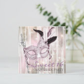 ピンク白黒スウィート16マスカレードパーティー 招待状 (スタンド正面)