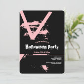ピンク白黒スカルバックハローウィンパーティ 招待状 (スタンド正面)