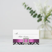 ピンク白黒ダマスコウェディング座席表 プレイスカード (スタンド正面)