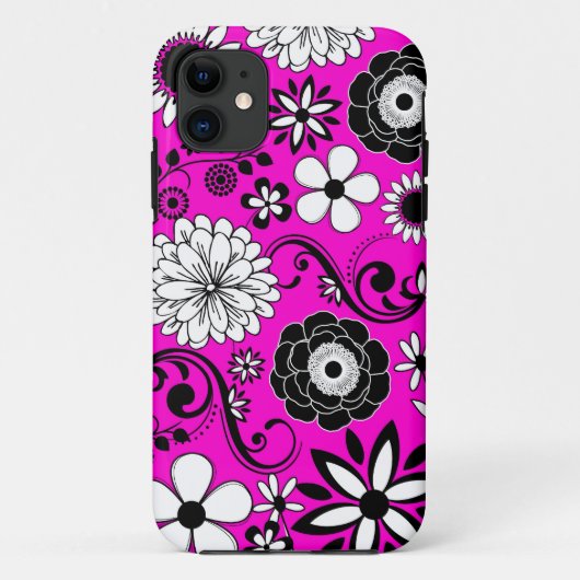 ピンク白黒フラワーアートiphone 5ケース Case-Mate iPhoneケース (裏面)