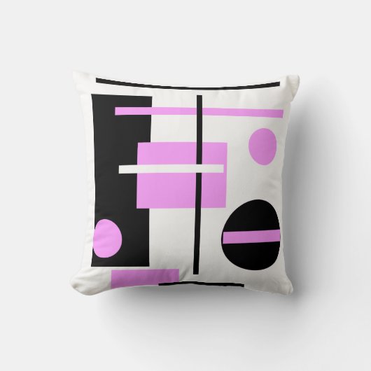 ピンク白黒モダン抽象芸術 クッション (正面)