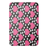 ピンク白黒ラブハートパターン バスマット (正面縦)