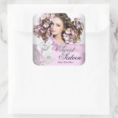 ピンク白黒レースSweet sixteenスウィート16 スクエアシール (バッグ)