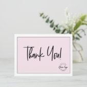 ピンク白黒会社のロゴソーシャルサンキュー サンキューカード (スタンド正面)
