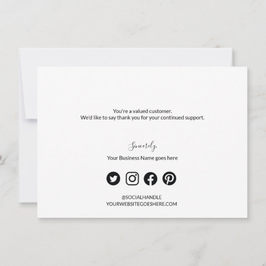 ピンク白黒会社のロゴソーシャルサンキュー サンキューカード (裏面)