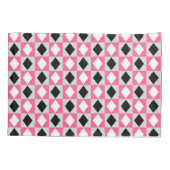 ピンク白黒幾何学的な菱形ダイヤモンド 枕カバー (裏面)