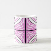 ピンク白黒曲線抽象芸術パターン コーヒーマグカップ (中央)