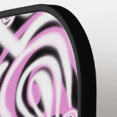 ピンク白黒曲線抽象芸術パターン ピックルボールラケット (左詳細)