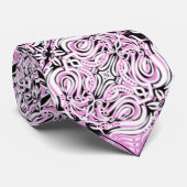 ピンク白黒曲線抽象芸術繰り返しパターン ネクタイ (ロール)