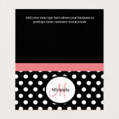 ピンク白黒水玉模様モノグラムスクエアビジネス 名刺 (内部フラット)