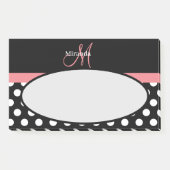 ピンク白黒水玉模様モノグラム ポストイット (正面)