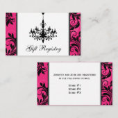ピンク白黒結婚シャンデリアのエンクロージャカード エンクロージャーカード (正面/裏面)