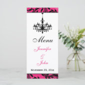 ピンク白黒結婚シャンデリアのメニューカード メニュー (スタンド正面)