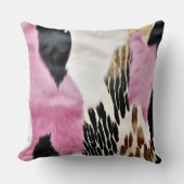 ピンク白黒金ゴールド牛革 クッション (正面)