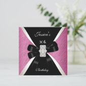 ピンク白黒30歳の誕生日 招待状 (スタンド正面)