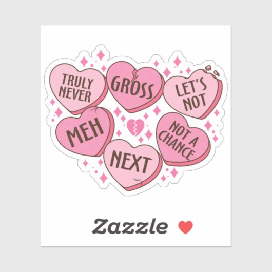 ピンク皮肉アンチ – バレンタインキャンディハートビニール シール (シート)