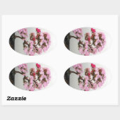 ピンク盆栽ステッカー 楕円形シール (シート)