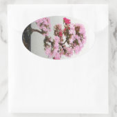 ピンク盆栽ステッカー 楕円形シール (バッグ)