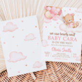ピンク真珠の待ち雲赤ちゃんシャワー 招待状