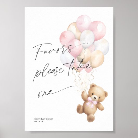 ピンク真珠の待ち、かわいい赤ちゃん女の子シャワーの好意のサイン ポスター (正面)