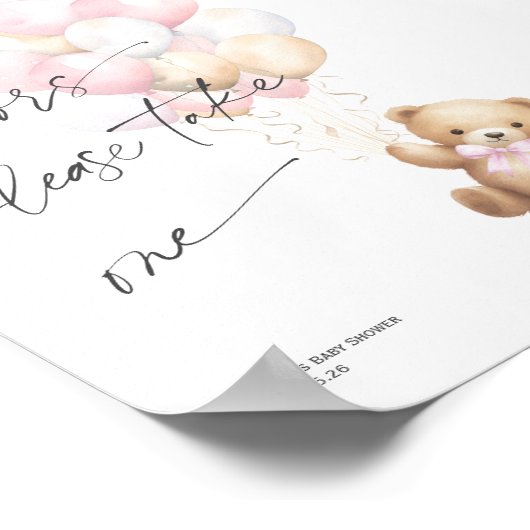 ピンク真珠の待ち、かわいい赤ちゃん女の子シャワーの好意のサイン ポスター (角)