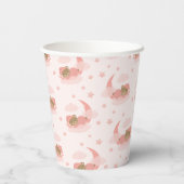 ピンク眠るベビーベアオンムーンクラウド&スターズ 紙コップ (裏面)