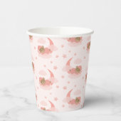 ピンク眠るベビーベアオンムーンクラウド&スターズ 紙コップ (左)