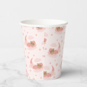 ピンク眠るベビーベアオンムーンクラウド&スターズ 紙コップ (右)