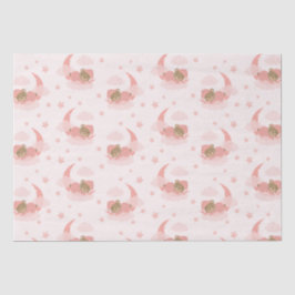 ピンク眠るベビーベアオンムーンクラウド&スターズ 薄葉紙