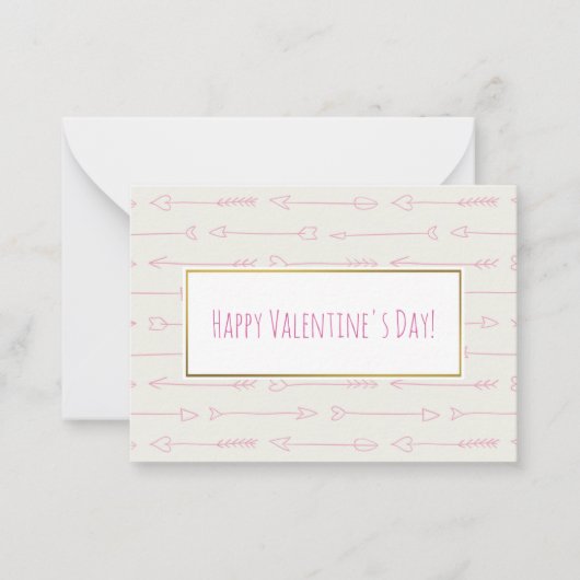 ピンク矢印バレンタインカード100パック ノートカード (正面)