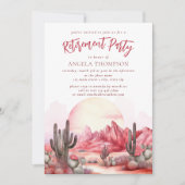 ピンク砂漠の水の色シンプルの除・売却パーティー請求書 招待状 (正面)