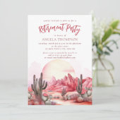 ピンク砂漠の水の色シンプルの除・売却パーティー請求書 招待状 (スタンド正面)