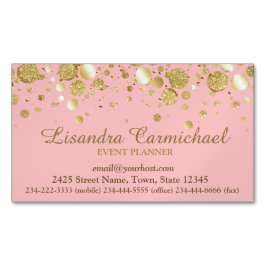 ピンク磁気名刺の金箔紙吹雪 マグネット名刺