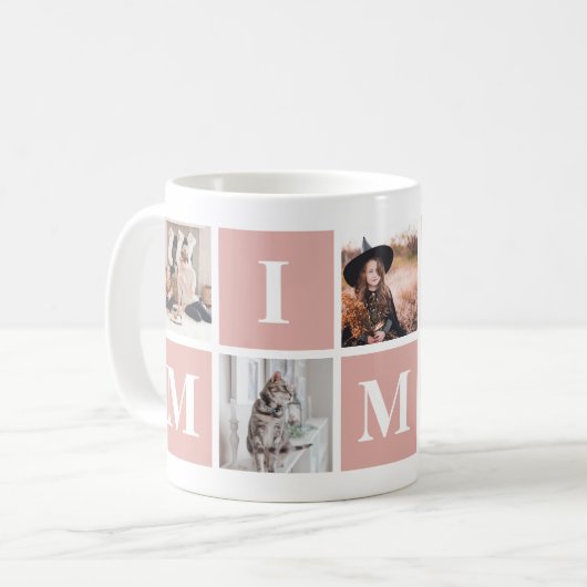 ピンク祖母フォトコラージュ Mimi コーヒーマグカップ (正面左)