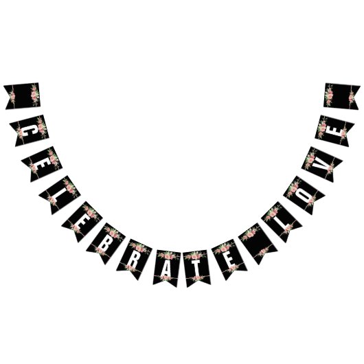 ピンク祝のバラの付いたバナー バンティングフラッグ (全)