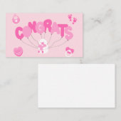 ピンク祝の新生児のお祝い 名刺 (正面/裏面)