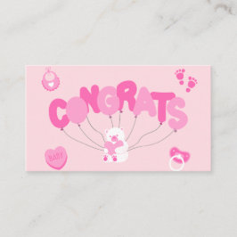 ピンク祝の新生児のお祝い 名刺