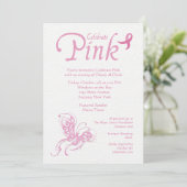 ピンク祝色の乳がん招待状 招待状 (スタンド正面)