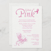 ピンク祝色の乳がん招待状 招待状 (正面/裏面)