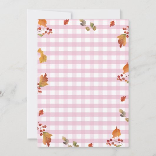 ピンク私たちの小さなカボチャは1つの秋秋に回っている 招待状 (裏面)