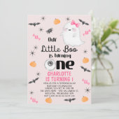 ピンク私たちの小さなブワンハロウィーン1日の誕生日 招待状 (スタンド正面)