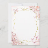 ピンク私たちの小さな蝶のフローラ女の子1st誕生日 招待状 (裏面)