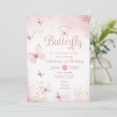 ピンク私たちの小さな蝶は1つの金ゴールドを回している 招待状 (スタンド正面)