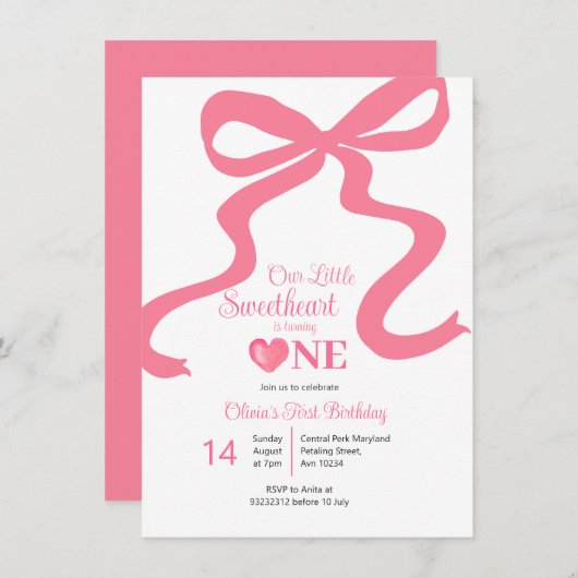 ピンク私たちの恋人は1を回している 招待状 (正面/裏面)