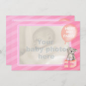 ピンク私に新生児の女の子のパーティーの招待会って下さい 招待状 (正面/裏面)