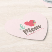 ピンク私はママが大好きハート ペーパーコースター (アングル)