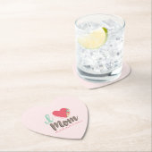 ピンク私はママが大好きハート ペーパーコースター (インサイチュ)