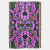 ピンク秋のアスターの花抽象芸術 スローブランケット (正面縦)