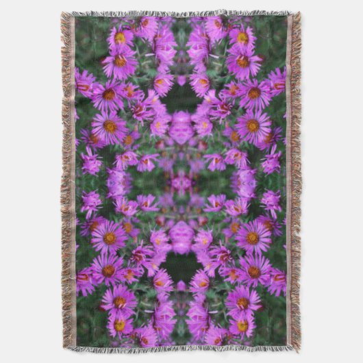 ピンク秋のアスターの花抽象芸術 スローブランケット (正面縦)